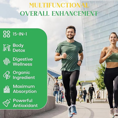 15-in-1 Detox Binder, Activated Charcoal, Zeolite & Bentonite Clay, Chlorella, 1500 MG Supplement Maximum Absorbent, Liver Gut Digestive Toxin Detox Cleanse, 270 Vegan Capsules