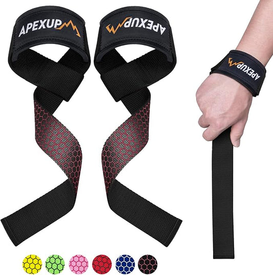 APEXUP Weight Lifting Straps for Weightlifting, Lifting Wrist Straps Gym, Deadlift Straps, Anti Slip Silicone and Neoprene Padded Weightlifting Straps Men Women Powerlifting, Strength Training
