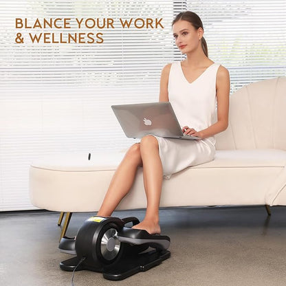 Under Desk Elliptical Machine Leg Exerciser Seated Machine Elliptical Trainer for Seniors Adults with Massage Pedal/Display Monitor/Remote Control Home Office Use