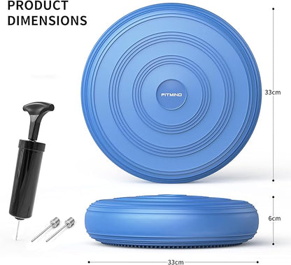Inflated Wobble Cushion,Dyna Disc,Circular Non-slip Texture for Comfortable Sitting,Wiggle Seat to Improve Posture, Fitness, Stability for Sensory Kids Adults,Balance Seat with Pump for Core Strength