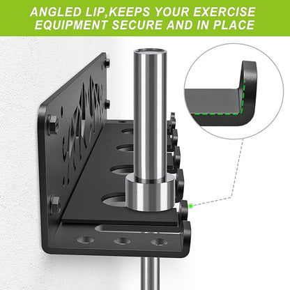 Kipika Versatile Wall Mounted Barbell Holder with Hooks Storage Rack for Barbell Bars Holds Under 33mm Bar Size and Fitness Accessories Space-Efficient Gym Organization for Home & Commercial Use
