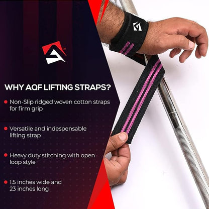 Lifting Wrist Straps for Weightlifting, Powerlifting & Deadlifts – 23” Neoprene Padded Cotton Straps for Strength Training & Gym Workouts - Maximum Grip Support for Men & Women