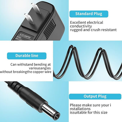 Power Cord for ProForm Elliptical Smart Strider 390 395 475 510 E, 480 490 500 600 LE, 400 700 510 EX, Cardio Cross Trainer Exercise Bike Charger Cable Cord