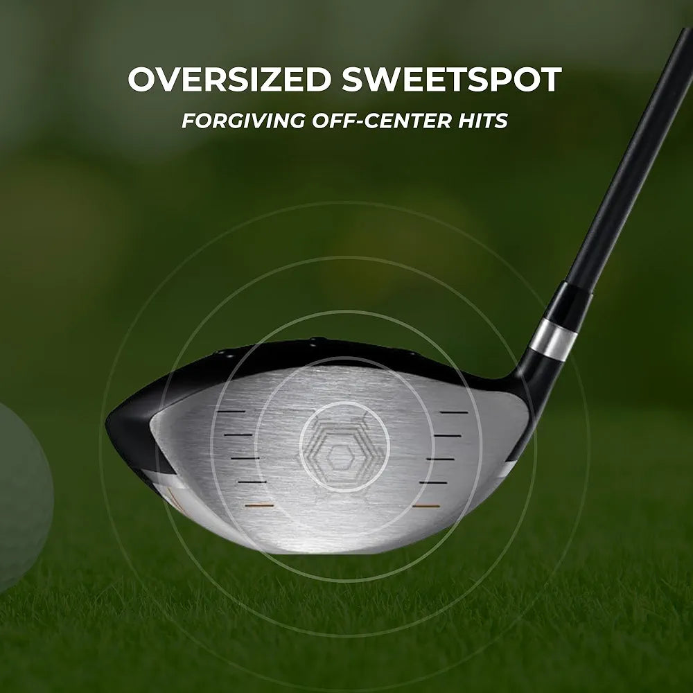 Speed Titanium Driver Golf Club, 10°, 11.5°, 12.5° Loft , Ultra Lightweight Graphite Shaft, Oversized Sweet Spot, Aerodynamic Design, USGA Conforming Mens Golf Driver + Deluxe Headcover