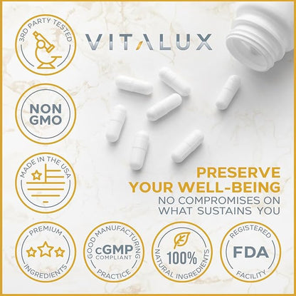 VITALUX || #1 Rated Premium Colon Cleanse & Detox || Enhance Digestion, Gut Health, Decrease Bloating | Ultra Dosed Formula w/ 10 Powerful Ingredients | 3rd Party Tested + USA Made - 60 Capsules