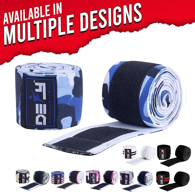 DEFY Sports' Knee Wraps for Weightlifting - Provides Knee Support for Powerlifting, Squats & Fitness Workouts