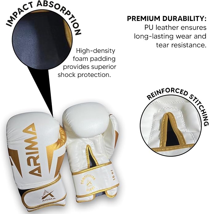 Boxing Gloves - Premium PU Leather, Heavyweight - Ideal for Boxing, Kickboxing, Muay Thai & Fitness Training