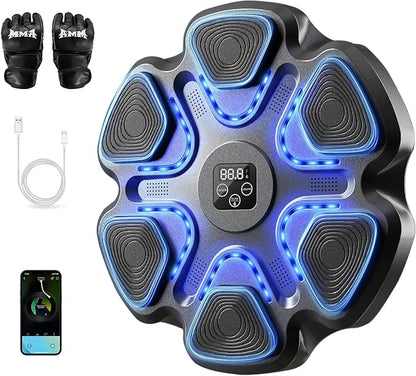 Music Boxing Machine,Smart Bluetooth Boxing Machine for Adults & Kids,Boxing Training Machine with Boxing Gloves, Music Playback Boxing Workout Equipment Target for Home, Office, Gym