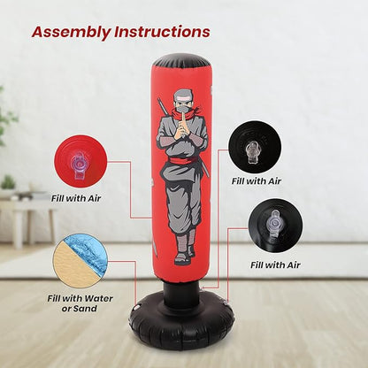 47" Kids Punching Bag with Boxing Gloves, Inflatable Boxing Bag for Boys and Girls