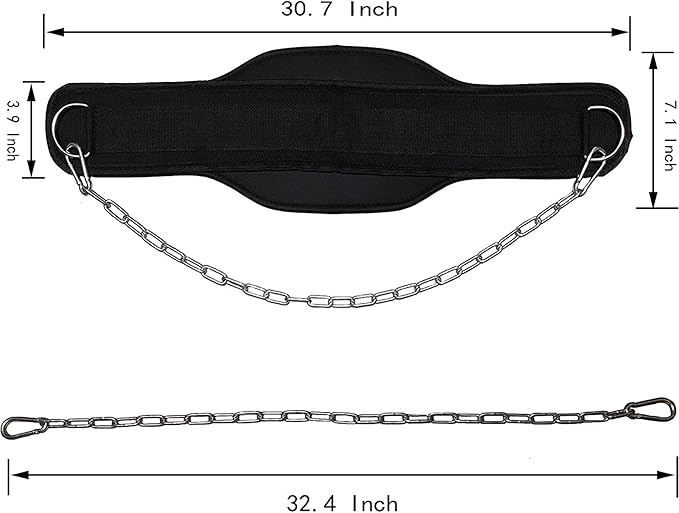 Dip Belt For Weightlifting - 37'' Chain Pull 550lbs Weight
