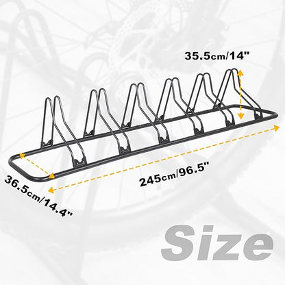 CyclingDeal Bike Rack Floor Parking Bike Stand for up to 6 Bicycles | Indoor, Home & Garage Storage Rack | Stable & Secure Bicycle Stand w/Tire Grooves Up to 29", Holding Plates & Custom Spacing