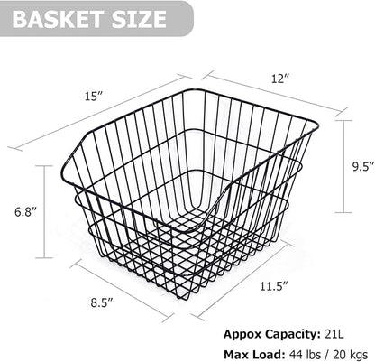 RAYMACE Rear Bike Basket with Waterproof Cover,Bicycle Cargo Rack Storage Basket Mount for Back Under Seat