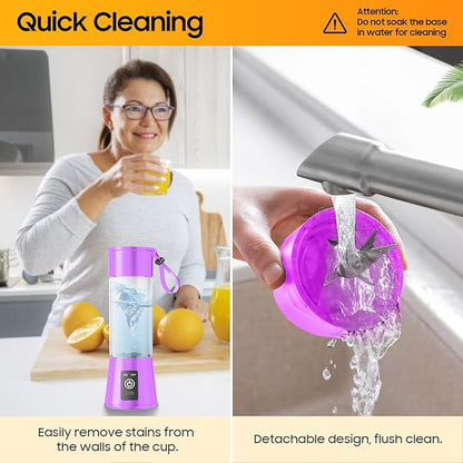Portable Personal Size Mini Blender - 2025 Upgraded Cordless Blender for Smoothies & Shakes, Type-C Rechargeable, 380Ml Traveling BAP Free Juicer Cup for Sports/Travel/Home, 20000Rpm/Min Speed