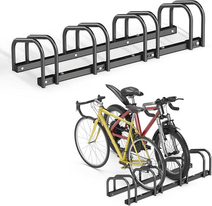 Ultrawall Bike Storage Rack for Garage, 4 Bikes Floor Bike Stand, Bicycle Parking Holder Stand for Indoor/Outdoor, Fit 22-28" Wheel Tire Width 2.1"