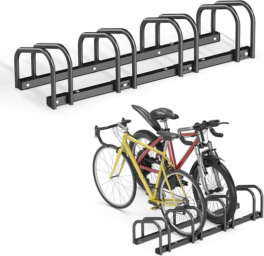 Ultrawall Bike Storage Rack for Garage, 4 Bikes Floor Bike Stand, Bicycle Parking Holder Stand for Indoor/Outdoor, Fit 22-28" Wheel Tire Width 2.1"