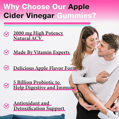Apple Cider Vinegar Gummies, Fast Ripped Keto ACV Gummies, Max Strength 2000mg, Formulated with Green Tea, Probiotics, B6 & B12, ACV Gummies for Metabolism, Digestion, Detox & Cleanse, 60 Gummies