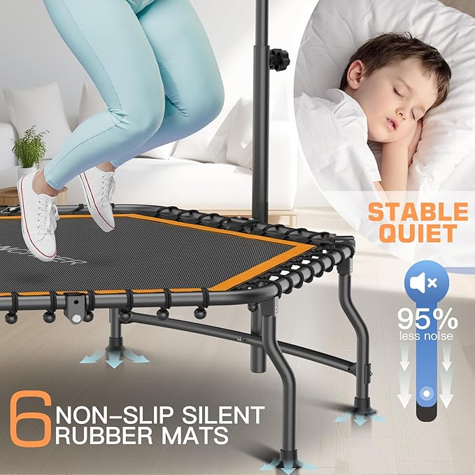 ANCHEER 50" Rebounder Trampoline for Adults With Bar, 550 LBS Mini Trampoline Quiet Exercise Bungee Jumping Cardio Trainer Workout