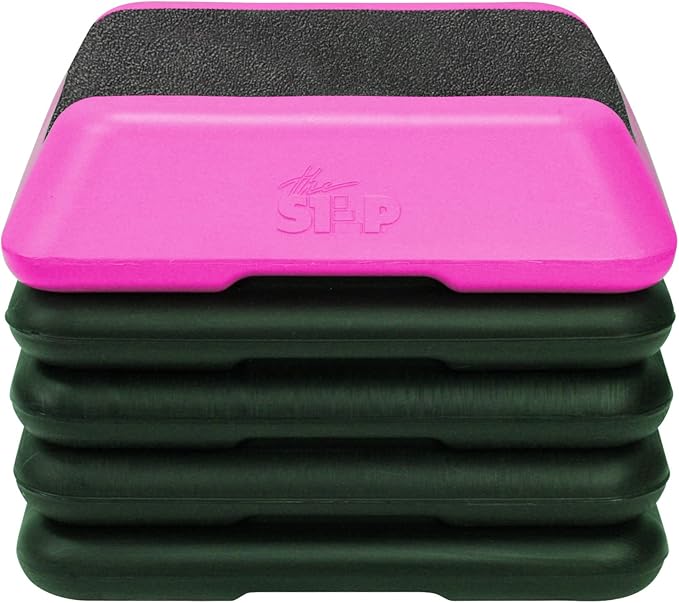 The Step Adjustable High Step Aerobic Platform 4 Risers,