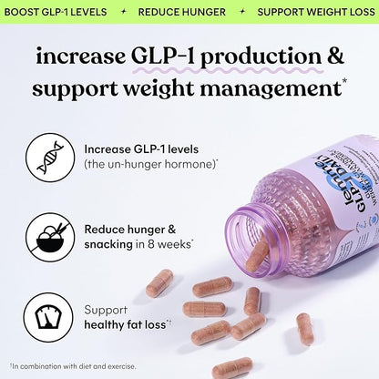 Lemme GLP-1 Daily, Reduce Hunger & Cravings, Boost GLP-1 Production, Support Fat Loss and Weight Management with Clinically Studied Ingredients, 1 Month Supply (60 Capsules)