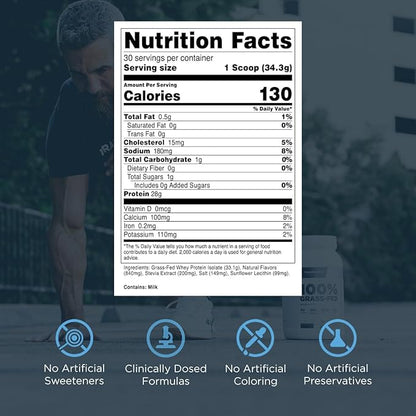 Transparent Labs Grass-Fed Whey Protein Isolate - Natural Flavor, Gluten Free Whey Protein Powder w/ 28g of Protein per Serving & 9 Essential Amino Acids - 30 Servings, French Vanilla