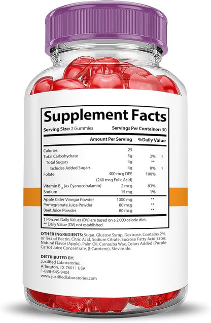 (2 Pack) Rapid Ripped Keto ACV Gummies Advanced Formula 1000MG Rapidripped Keto Gummies Apple Cider Vinegar Formulated with Pomegranate Beet Juice Powder B12 Vegan Non GMO 120 Gummys