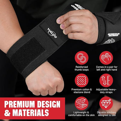 Wrist Wraps for Weightlifting-21" Lifting Wrist Straps for Weightlifting,Weight Lifting Wrist Wraps with Thumb Loop,Breathable Wrist Brace, Avoid Injury and Maximize Grip for Men & Women Powerliftin
