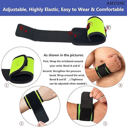 Wrist Brace, 2 PACK Wrist Wraps for Carpal Tunnel for Women/Men, Highly Elastic Wrist Compression Support for Yoga/Gym/Fitness/Sports/Pain Relief/Weightlifting, Adjustable Wrist Sweat Bands-Bean Green