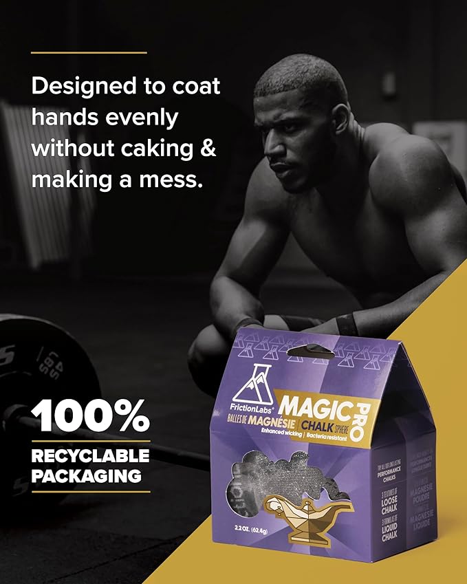 Friction Labs Magic Chalk Ball & Magic Chalk Ball PRO - Premium Gym Chalk in Refillable Sock - Non Toxic - Great for Climbing, Gymnastics, Weightlifting, Crossfit, Pool, Training