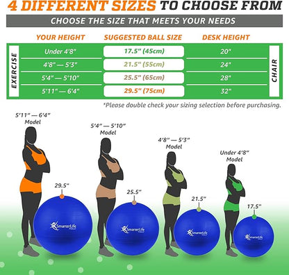 SmarterLife Workout Exercise Ball for Fitness