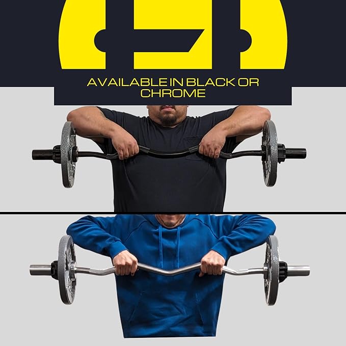 HulkFit 48 Inch EZ Curl Bar Barbell 2 Inch