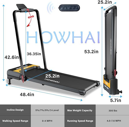 Treadmill with Incline, Walking Pad Foldable Treadmills for Home with 2.5HP, Speed 6.2-7.6MPH Walking Pad with Handle Bar, Remote Control and LED Display