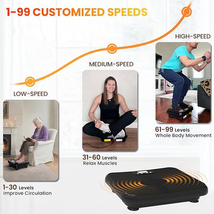 Vibration Plate Exercise Machine: TISSCARE Vibrating Plates for Lymphatic Drainage and Weight Loss, 300Lbs Capacity Full Body Power Shake Workout Platform for Home Cardio Fitness
