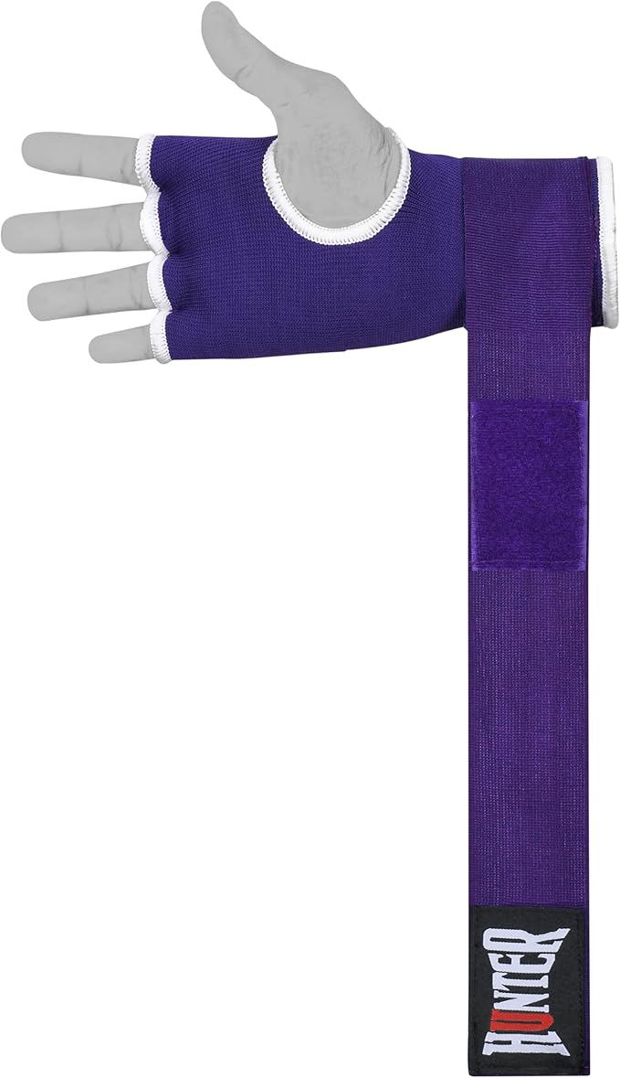 HUNTER Gel Padded Inner Gloves with Hand Wraps for Boxing, Quick Elastic Training Wraps for Men & Women, Muay Thai MMA Kickboxing Martial Arts Knuckle Wrist Protector (Pair)