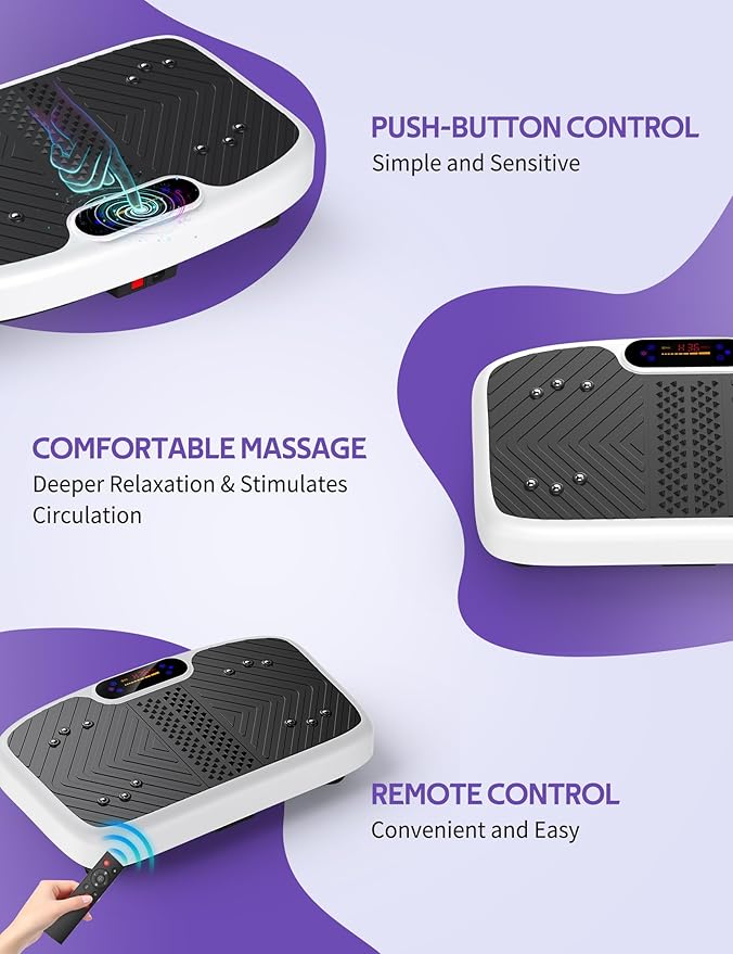 Vibration Plate Exercise Machine, Arvnka Power Waver Vibration Plate for Lymphatic Drainage,Vibrating Plate Machine with Resistance Bands & Remote for Weight Loss for Women Men,Home Exercise Equipment