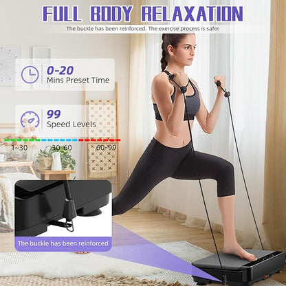 Vibration Plate Exercise Machine with Bluetooth for Lymphatic Drainage – 400lbs Capacity with 9 Preset Modes & 99 Speed Level, Home Gym Equipment for Whole Body Vibrating Workout, Weight Loss & Toning