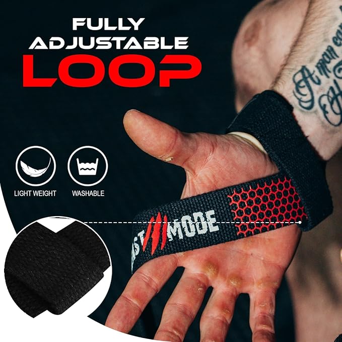 BEAST RAGE Lifting Straps for Weightlifting, Weight Lifting Straps Gym Power Workouts Lifting Wrist Straps Padded Cotton Men Women Support Lifters Deadlift Straps Hard Pull Exercise Straps