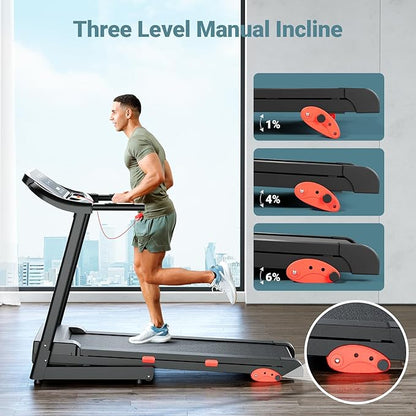 THERUN Incline Treadmill for Running and Walking, 300 lbs Weight Capacity, Wide Belt, 3.0 HP, 18" LED Screen, 2 Layers Shock-Absorbing