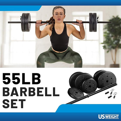 US Weight Duracast 55 lb. Barbell Weight Set
