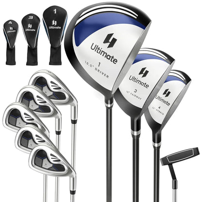 Tangkula 9/10 Pieces Men's Complete Golf Clubs Set Right Hand, Includes 460cc Alloy #1 Driver & #3 Fairway Wood & #4 Hybrid & #6/#7/#8/#9/#P Irons & Putter, Golf Club Set