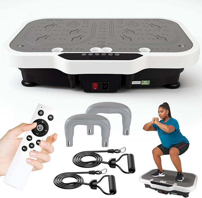 Vibration Plate Exercise Machine, 8000 Vibrations/min Adjustable Fitness Platform, Whole Body Workout Extra Large Size Platform with 400 Lbs Capacity, Bluetooth for Weight Loss, Women & Men