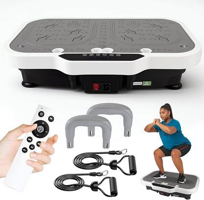 Vibration Plate Exercise Machine, 8000 Vibrations/min Adjustable Fitness Platform, Whole Body Workout Extra Large Size Platform with 400 Lbs Capacity, Bluetooth for Weight Loss, Women & Men