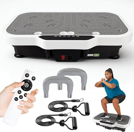 Vibration Plate Exercise Machine, 8000 Vibrations/min Adjustable Fitness Platform, Whole Body Workout Extra Large Size Platform with 400 Lbs Capacity, Bluetooth for Weight Loss, Women & Men