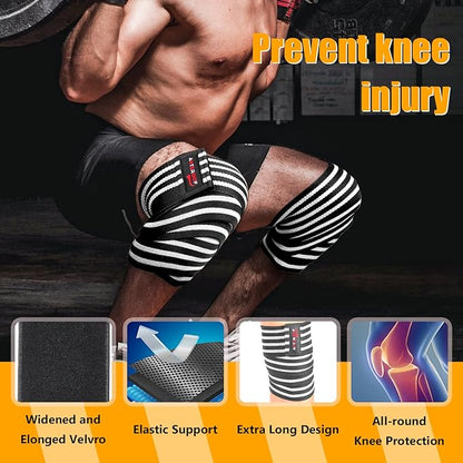 Strength Training Kit: Knee Wraps, Wrist Wraps, and Lifting Straps Set (3 Pairs) - Ultimate Protection for Weightlifting, Bodybuilding, and Fitness Workouts