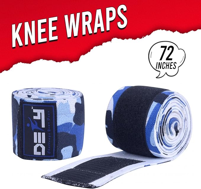 DEFY Sports' Knee Wraps for Weightlifting - Provides Knee Support for Powerlifting, Squats & Fitness Workouts