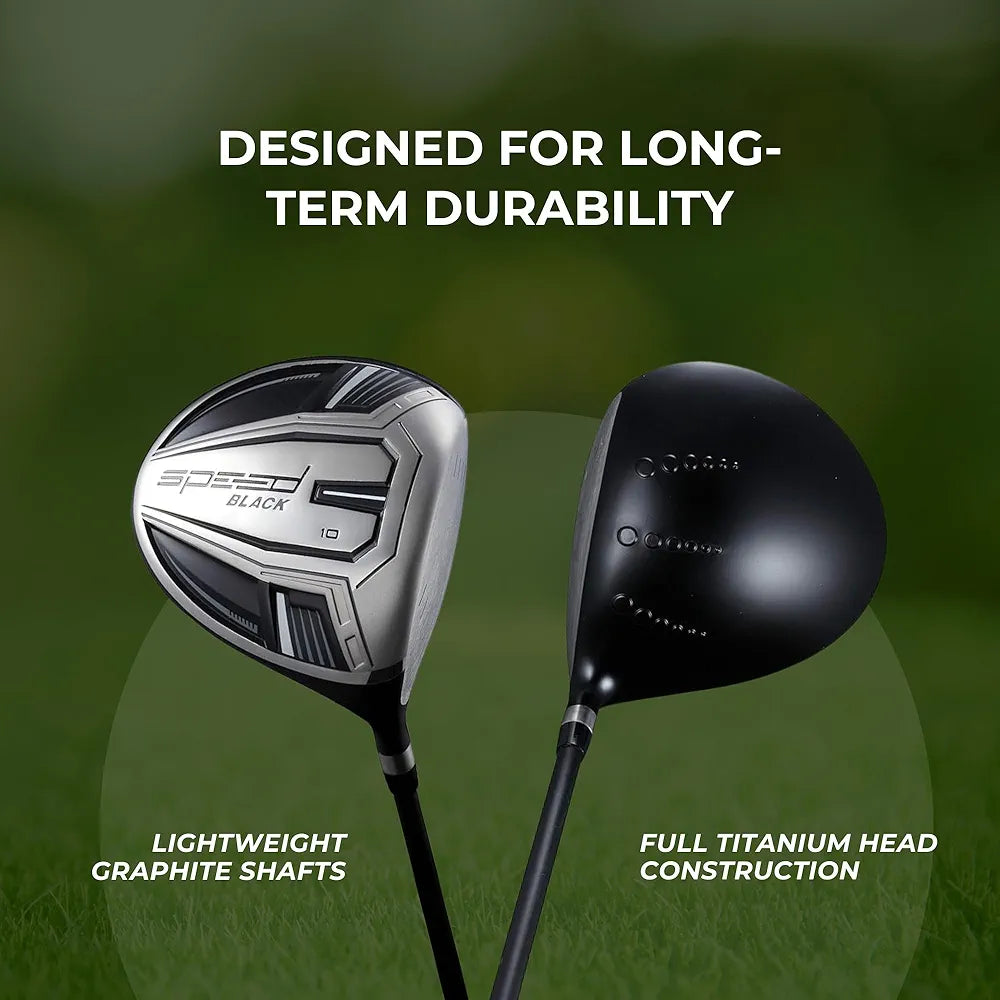 Speed Titanium Driver Golf Club, 10°, 11.5°, 12.5° Loft , Ultra Lightweight Graphite Shaft, Oversized Sweet Spot, Aerodynamic Design, USGA Conforming Mens Golf Driver + Deluxe Headcover