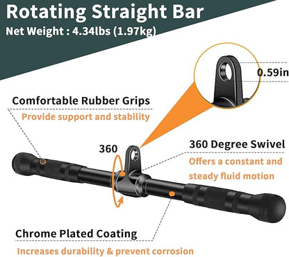 Solid Steel Cable Machine Accessories for Home Gym, Triceps Pull Down Attachment, Cable Attachments for Gym, LAT Pull Down Attachment Weight Fitness