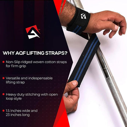 Lifting Wrist Straps for Weightlifting, Powerlifting & Deadlifts – 23” Neoprene Padded Cotton Straps for Strength Training & Gym Workouts - Maximum Grip Support for Men & Women