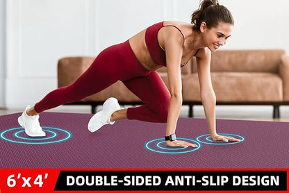 Extra Large Exercise Mat, 10'x6'/9'x6'/8'x6'/7'x5'/6'x4' (8mm/10mm) Thick Workout Mat for Home Gym Flooring, Garage, Shoe-Friendly, High-Density, MMA, HIIT, Weight Lifting, Cardio&Strength