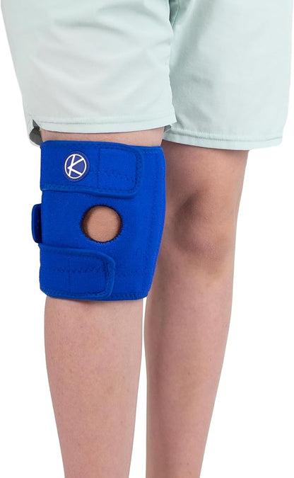 KARM Kids Knee Brace - Osgood Schlatter Knee Brace Youth for Kids, Sports, Pain, Arthritis, Patella, Meniscus Tear, MCL, ACL - Adjustable Compression Support for Child, Boys & Girls (Blue)