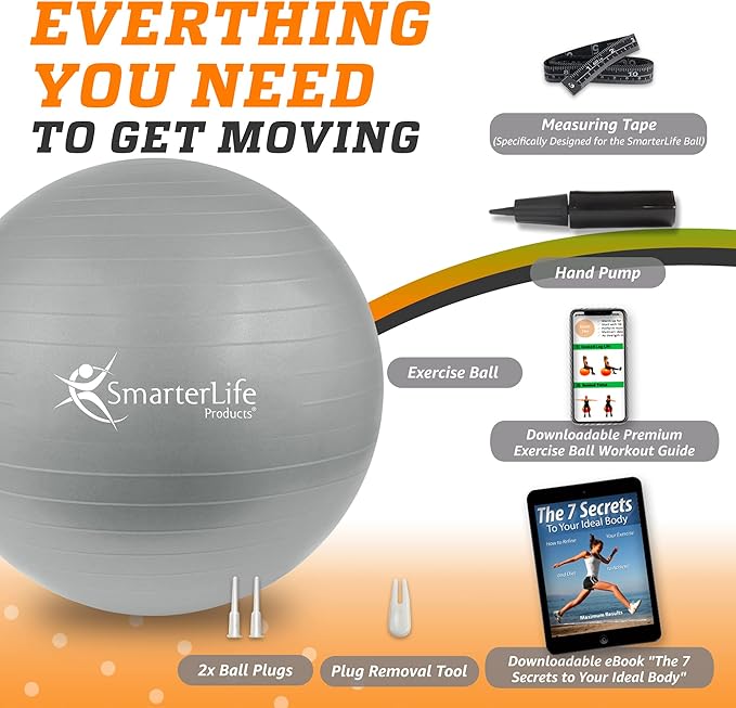SmarterLife Workout Exercise Ball for Fitness